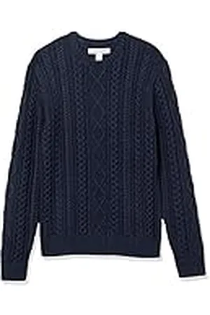 Amazon Heren Long-Sleeve 100% katoen visser kabel ronde hals trui, ,L