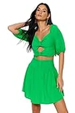 Trendyol Dames Vrouw Effen Geweven Blouse-Rok Tweedelige Set Shirt, , 34
