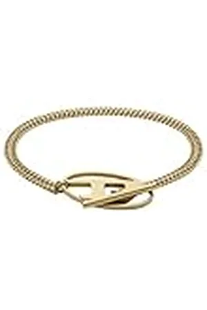 Diesel Unisex Oval D Logo schakelarmband roestvrij staal goudkleurig, DX1571710, Eine Grösse, Roestvrij staal, Geen edelsteen