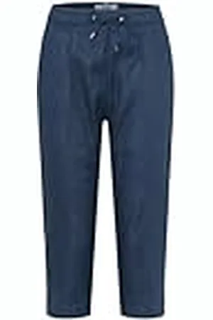 Brax By Brax Philippa Capri Slip voor dames, smokemanchetten, linnen stretch, slim broek, , 32W x 32L
