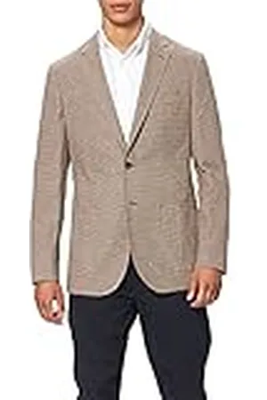 Hackett Heren STRCH FLAN PTOOTH JKT Jacket, 8LGBROWN/BEIGE, 34