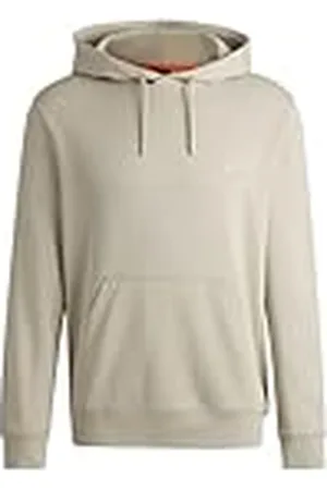 HUGO BOSS Wetalk hoodie voor heren van katoen-terry met logo-patch, lichtbeige, XS