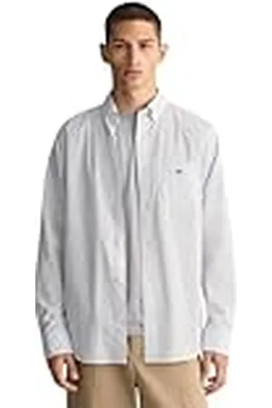 GANT Heren REG POPLIN Stripe Shirt Klassiek hemd, Light Blue, Standaard, , M