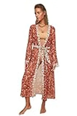 Trendyol Dames Strandkleding Regular Basic V-hals Geweven Kimono