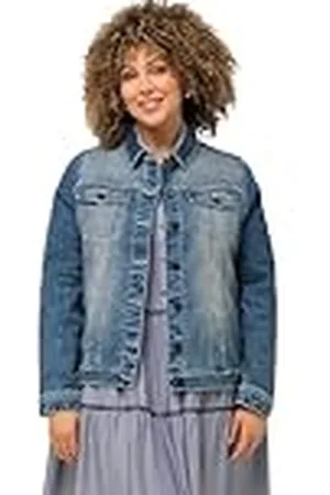 Ulla Popken Dames denim jas gestreept indoor jassen, , 42-44