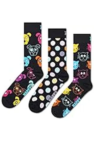 Happy Socks Set van 3 paar sokken met hondenprint - leuke sokken van biologisch katoen voor dames en heren