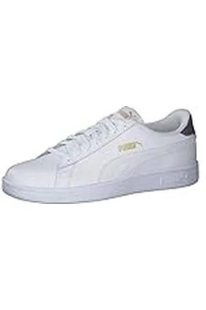 PUMA Unisex Smash v2 L Sneakers, White- White-Peacoat- Team Gold, 46 EU