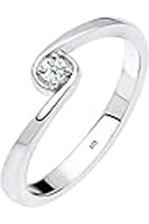 Elli DIAMONDS Ring Dames Solitaire Verloving met Diamant (0.03 ct.) in 925 Sterling Zilver