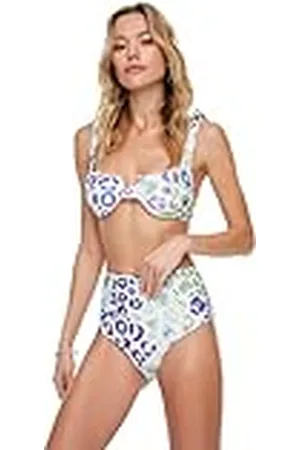 Trendyol Dames kleurrijk luipaardpatroon hoge taille bikini bottoms, paars, 34