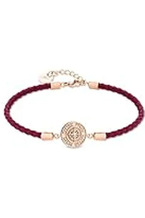 Fynch-Hatton Leren armband met Northstar middendeel van roestvrij staal, 18 cm, Roestvrij staal, Geen edelsteen