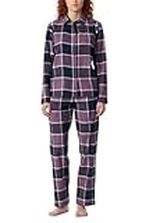 Schiesser Damespyjama set lang met knoopsluiting, zacht katoen geselecteerde premium warme pyjamaset, , 40