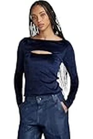 G-Star RAW Dames Cut-Out Slim Boat T-shirt met lange mouwen, , XS