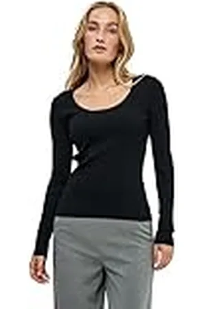 Minus Jania U-Neck Gebreide Trui Zwart, Zwart, M