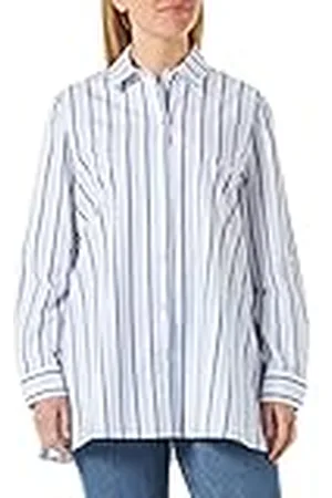 Gerry Weber Edition Dames 860016-66423 blouse, ecru/wit/blauwe strepen, 40, , 40