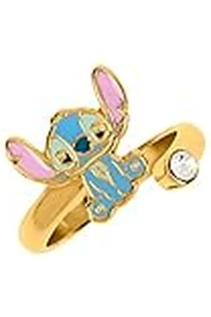 Disney Lilo & Stitch RF00393YRWL vergulde ring met transparante steen blauw/roze, edelmetaal