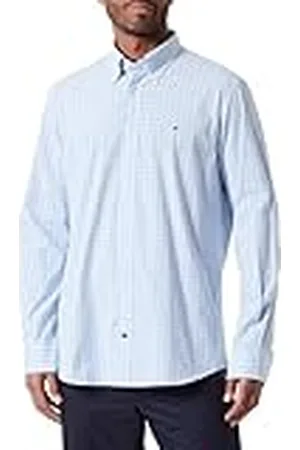 Tommy Hilfiger Heren Cl Str Business Check Rf Shirt Jurk Shirts, Blauw, 42W, Optic White/Ultra Blue/Multi, 42