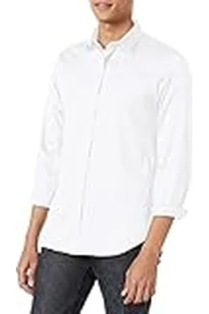 Armani Exchange Lange mouwen stretch katoen satijn button up overhemd heren, , 42