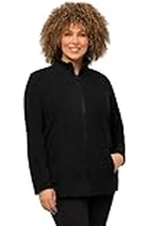 Ulla Popken Fleecejack voor dames, bouwboxsysteem, binnenjas, opstaande kraag, sweatjack, , 58