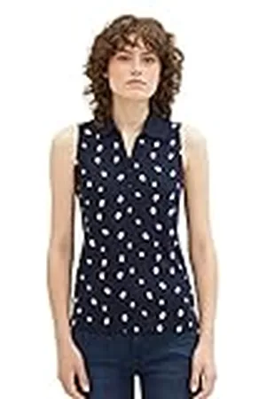 TOM TAILOR Dames 1037379 Poloshirt, 32674-Navy Offwhite Dot Design, M, , M