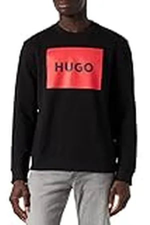 HUGO BOSS Duragol222 Pullover voor heren, van katoen-terry met rode logo-print, , L