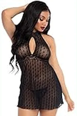 Leg Avenue Kanten getrimde Halter Babydoll, M/L (UK 12-14), , 100 g