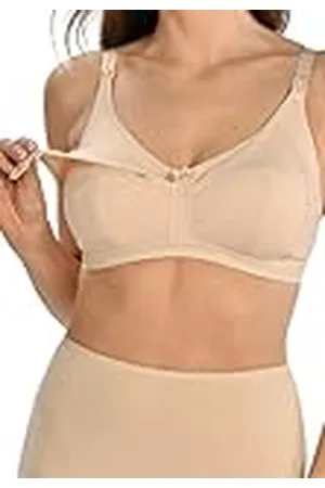 Teyli Borstvoedingsbeha voor dames, beha zonder beugel, gladde beha, grote maten, zwangerschapskleding, borstvoedingsbeha, grote borsten, damesbeha, borstvoeding met verstelbare bandjes, beige,