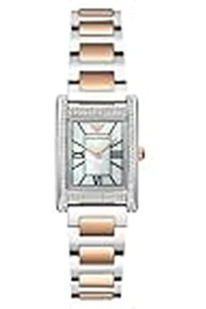Emporio Armani Horloge voor dames, kwartsuurwerk en kastmaat 31 mm met roestvrij stalen, lederen of siliconen bandZilver en RoségoudkleurZilver en Roségoudkleur