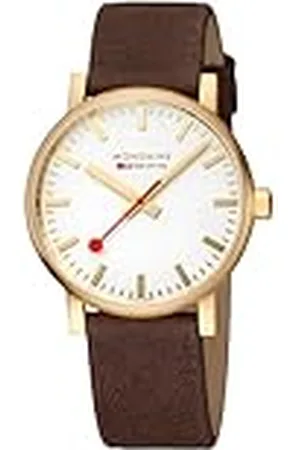 Mondaine Heren analoog kwarts horloge met lederen armband MSE.40112.LGV, , Riemen.