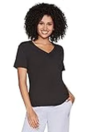 Skechers Dames GODRI Serene T-shirt met V-hals, Bold Black, XX Large, , XXL