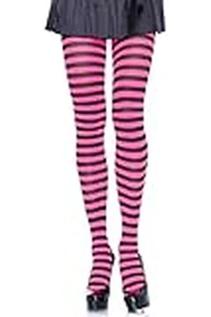 Leg Avenue Damen streep Leggings, Schwarz Neon Rosa, Einheitsgr e Gro Gr en EU