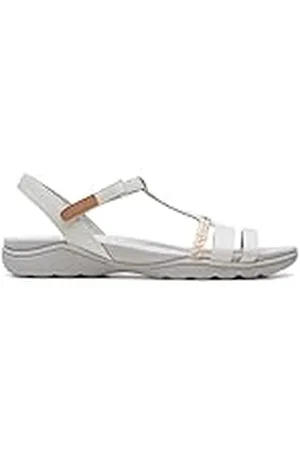 Clarks Amanda Tealite platte sandaal voor dames, Wit leder, 42 EU
