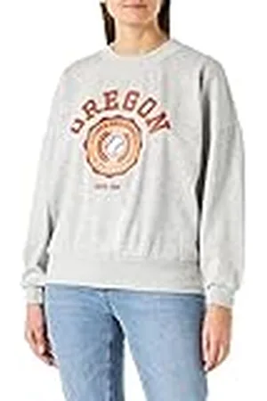 ONLY Dames ONLGISA L/S O-Neck Box SWT pullover, Light Grey Melange/Print: Oregon, XS