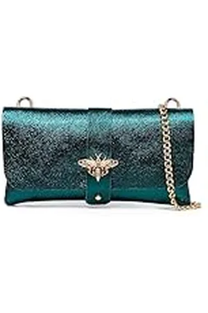 Firenze Artegiani . Amaseno schoudertas voor dames, echt leer, gelakt, 23 x 5,5 x 12 cm, kleur: smaragdgroen, , Utility
