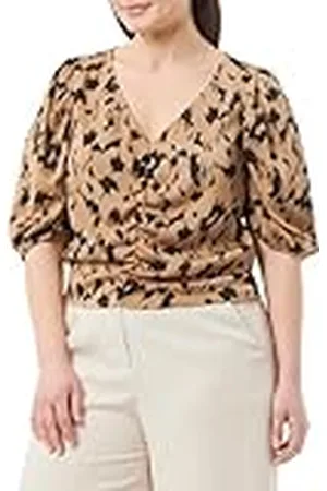 Faina Dames gedrapeerd blouseshirt 19526458, , XL, , XL