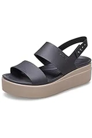 Crocs Brooklyn Low Wedge Teenslippers voor dames, Zwarte paddenstoel, 34/35 EU