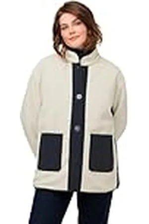 Ulla Popken Omkeerbaar damesjack met nep shearling bontjas, , 50-52