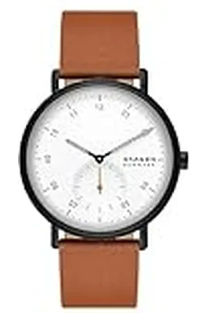 Skagen Herenhorloge Kuppel quartz/3 uurwerk kastmaat 44mm met een leren band SKW6889