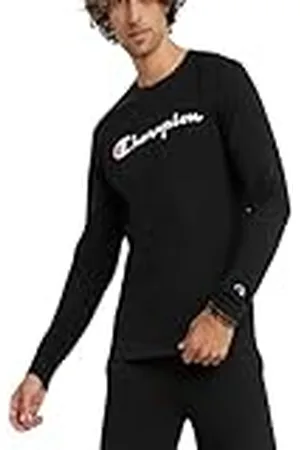 Champion Heren klassiek T-shirt met lange mouwen, zeefdruk script