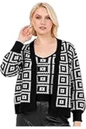 Lovedrobe Twinset Dames Lange Mouwen Cardigan Gebreid Tweedelig Vest Tanktop Granny Square Knitwear Co-ord, 40-42, , 40/42 NL