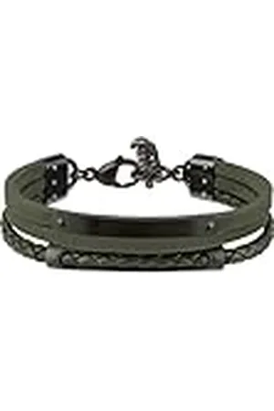 Breil Armband B MIX für Herren aus Edelstahl in der Farbe Grün/Schwarz, mit Karabinerverschluss, Länge: 22 cm, TJ3089
