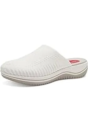 Jana Softline 8-27360-42 Sabot Damessandalen, comfortabele extra brede alledaagse schoen, feestelijk, elegant, platte sandalen, 36 EU breed, wit, 36 EU Breed