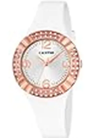Calypso K5659/1 Quartz horloge met witte wijzerplaat analoge display en witte kunststof band