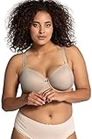 Ulla Popken 697144 Beugelbeha voor dames tot 110D | dessous, zachte cups, verstelbare bandjes, naadloos, effen en sierstrik, , 90D