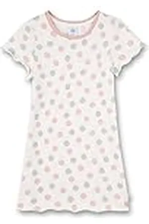 Sanetta Meisjesnachthemd wit dots-allover | duurzaam en aangenaam nachthemd van katoen voor meisjes nachtkleding voor meisjes, , 92