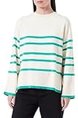 VERO MODA Dames Vmsaba Ls O-Neck Stripe Pullover Ga Noos L/S Gebreide stof, berk/strepen: mint, L