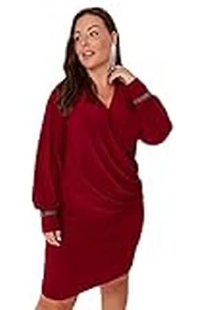 Trendyol Dames vrouw double-breasted gebreide plus size jurk, , 3XL