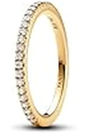 PANDORA Timeless 14-karaats vergulde ring met heldere zirkoniasteentjes, 48