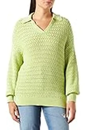 NA-KD Oversized gebreide trui met V-hals voor dames, , XXS