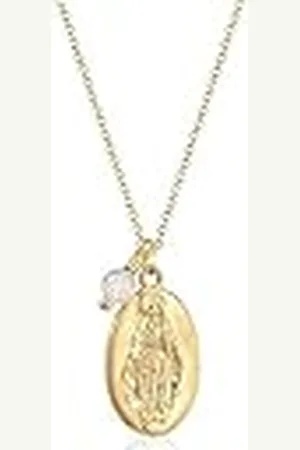 Elli Halsketting dames mariabeeld hanger eenvoudig met labradoriet bal van 925 sterling zilver verguld, Sterling zilver, Labradoriet