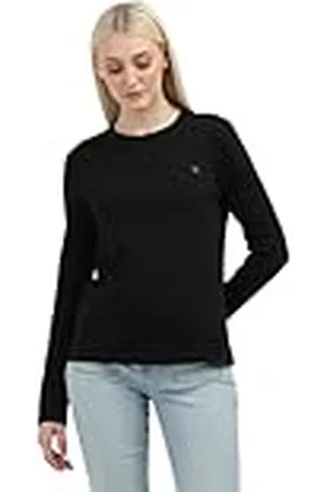 Calvin Klein Jeans Dames CK Embro Regular Longsleeve J20J224549, L/S T-shirt, zwart, S, , S